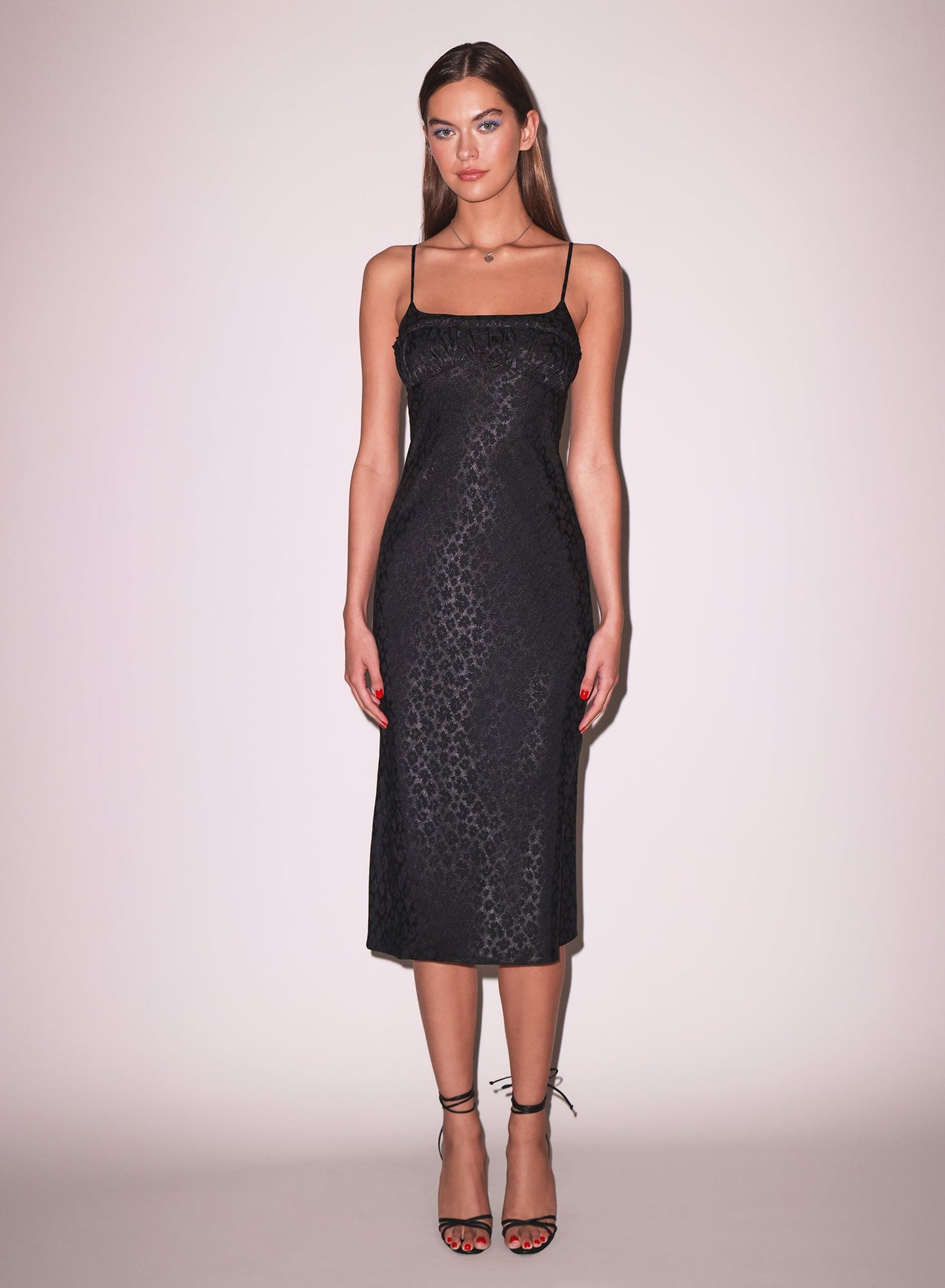 Black Pansy Jacquard Ruched Bust Dress | Fleur du Mal