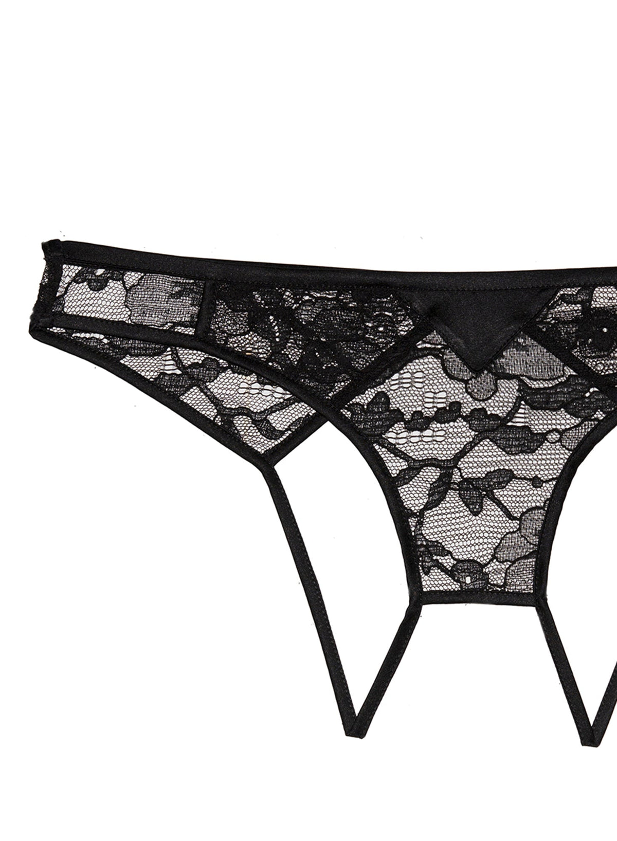 Black Magnolia Lace Ouvert Panty | Fleur du Mal