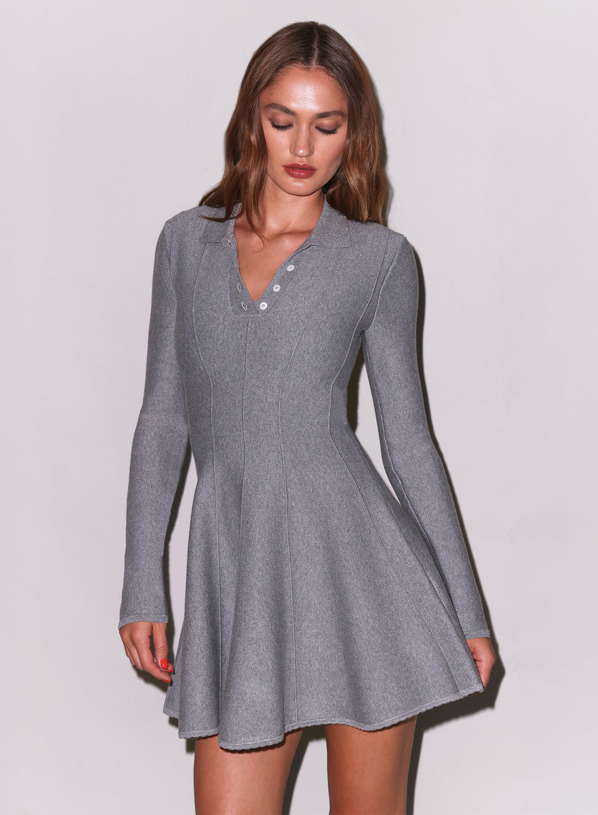 Medium Heather Grey Henley Flared Corset Dress | Fleur du Mal