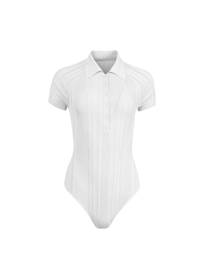 Ivory Rib Polo Bodysuit | Fleur du Mal