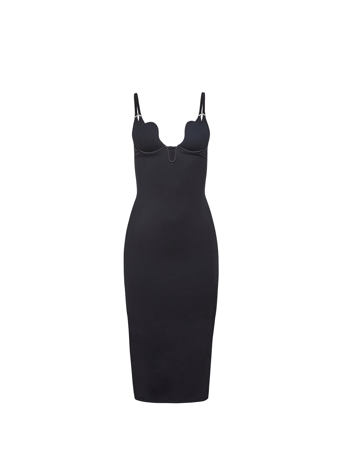 Black Seduce U-Plunge Midi Dress | Fleur du Mal