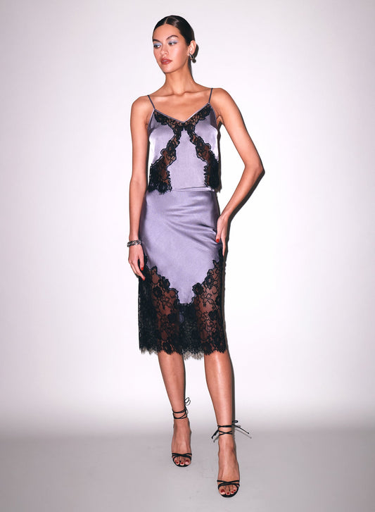 Lavender Smoke Juliet Lace Slip Skirt | Fleur du Mal