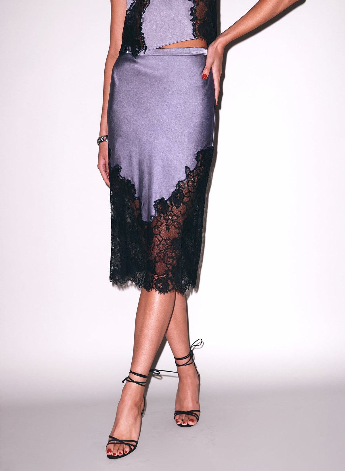 Lavender Smoke Juliet Lace Slip Skirt | Fleur du Mal