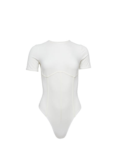 Ivory Organic Cotton T-Shirt Bodysuit | Fleur du Mal