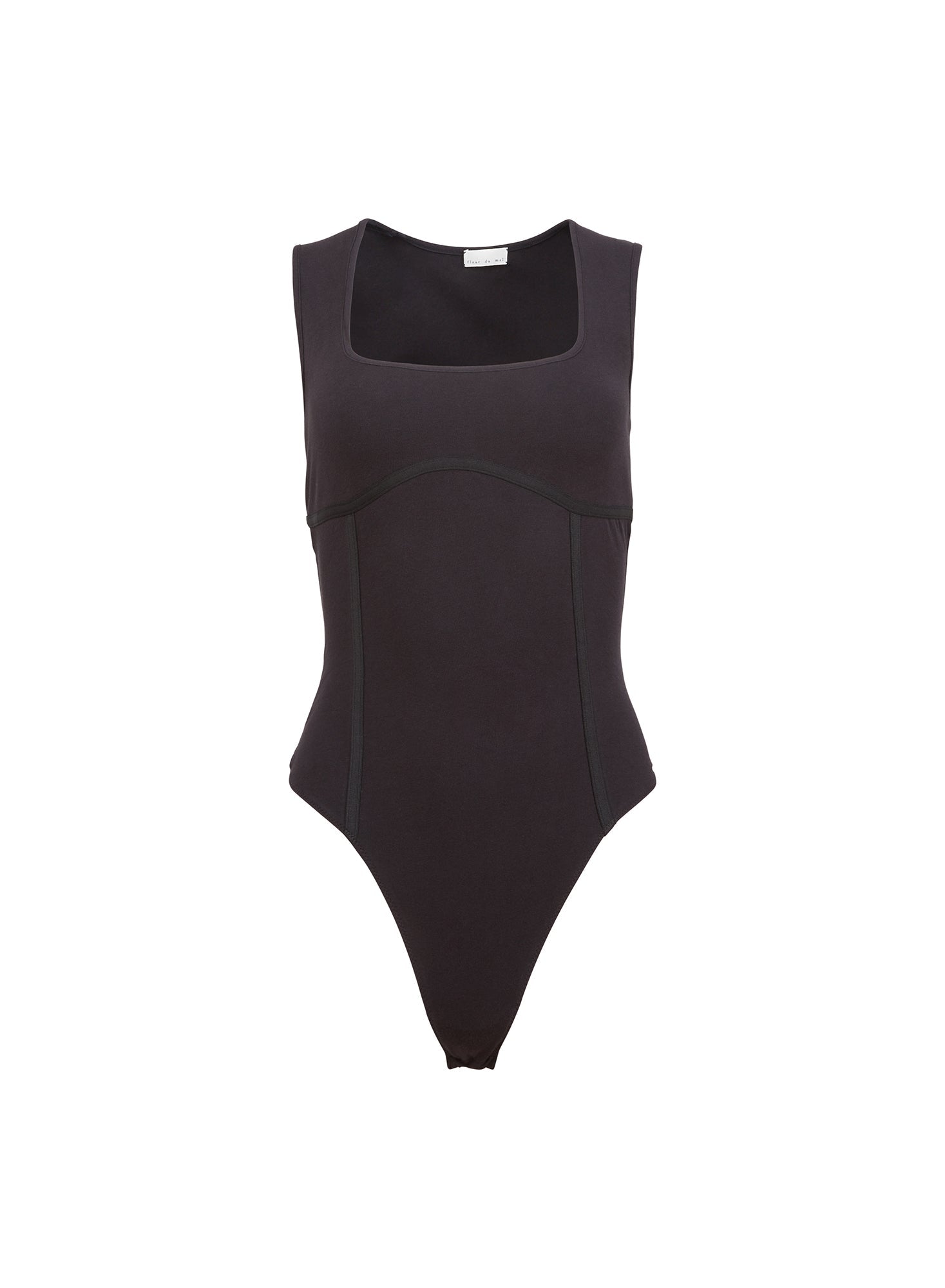 Black Organic Cotton Scoop Neck Bodysuit | Fleur du Mal