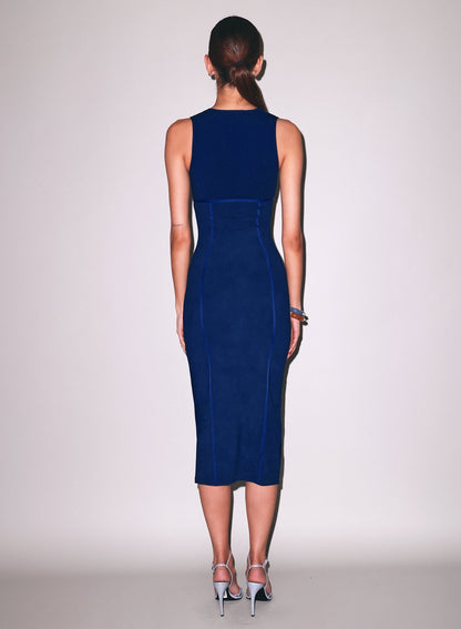 Midnight Navy Organic Cotton Scoop Neck Dress | Fleur du Mal