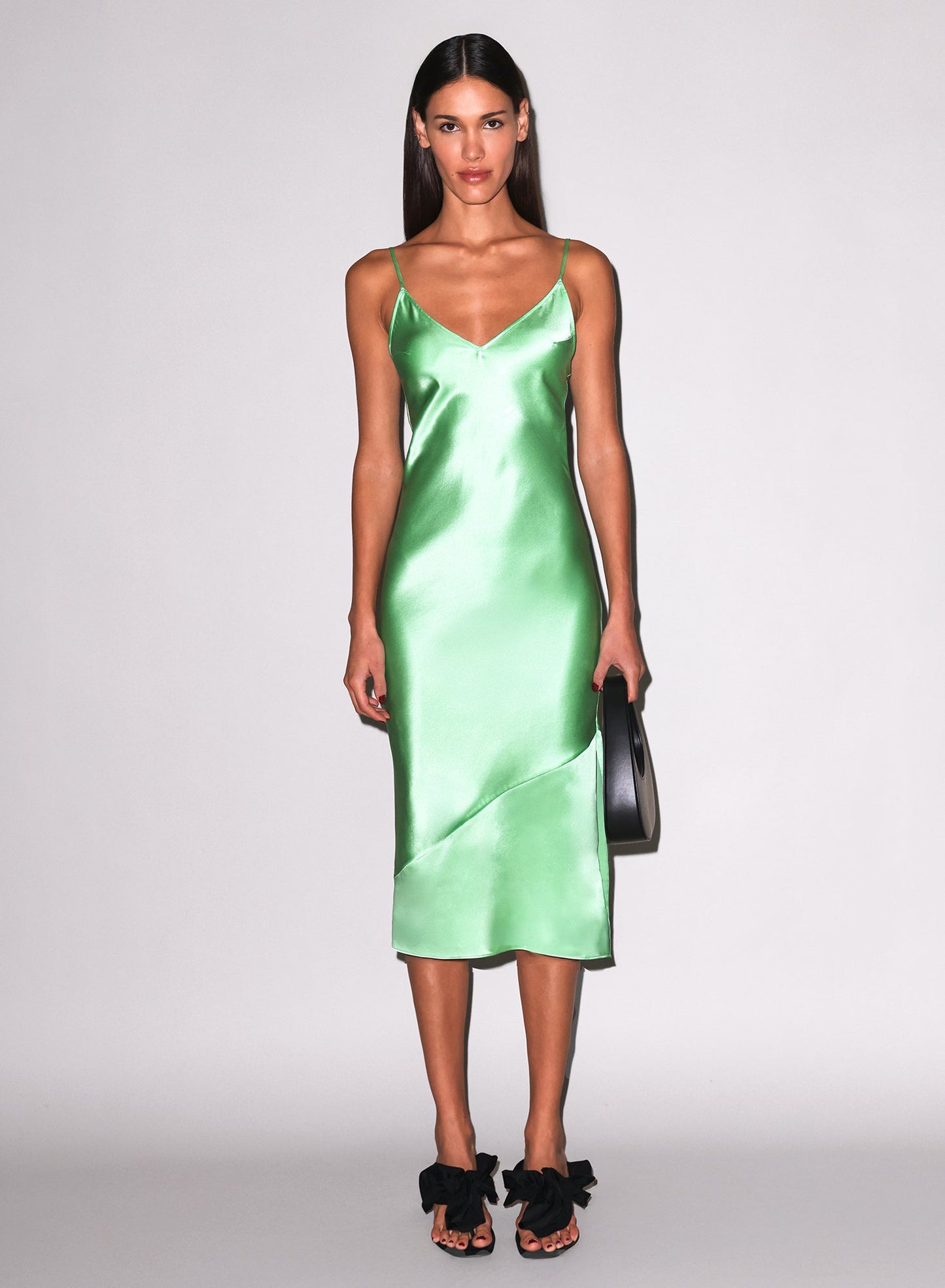 Pastel Lime Silk V Slip Dress | Fleur du Mal