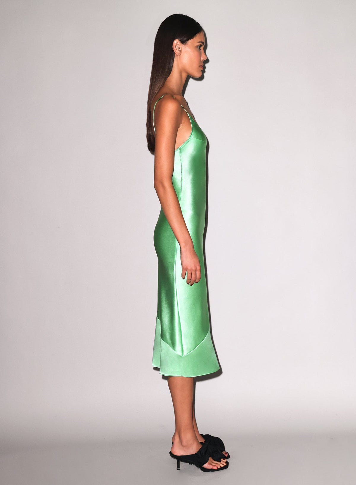Pastel Lime Silk V Slip Dress | Fleur du Mal