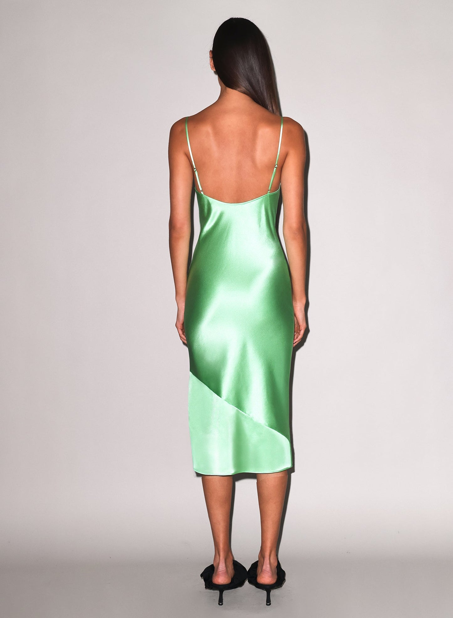 Pastel Lime Silk V Slip Dress | Fleur du Mal
