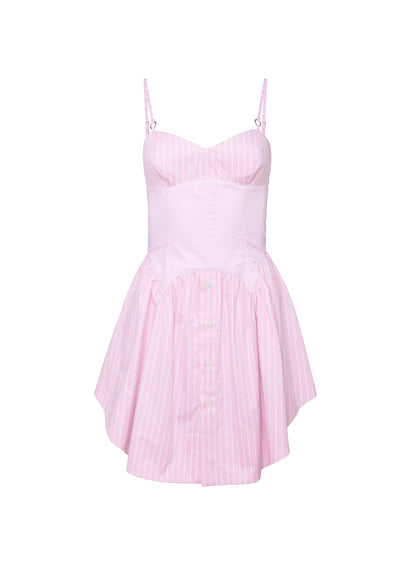 Pink Bubblegum Stripe Poplin Corset Mini Dress | Fleur du Mal