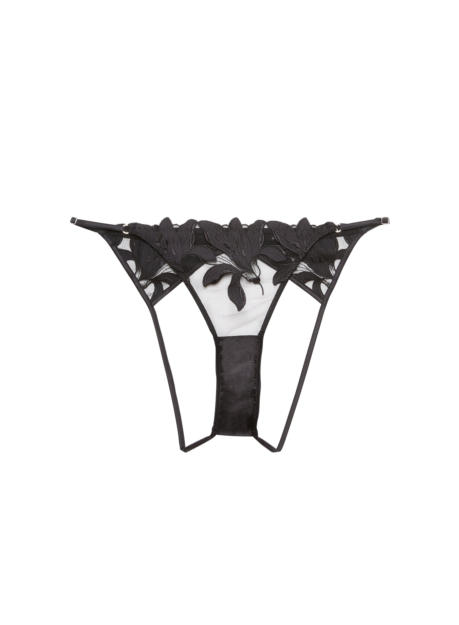 Black Lily Embroidery Ouvert Panty | Fleur du Mal