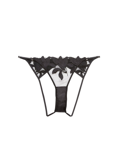Black Lily Embroidery Ouvert Panty | Fleur du Mal