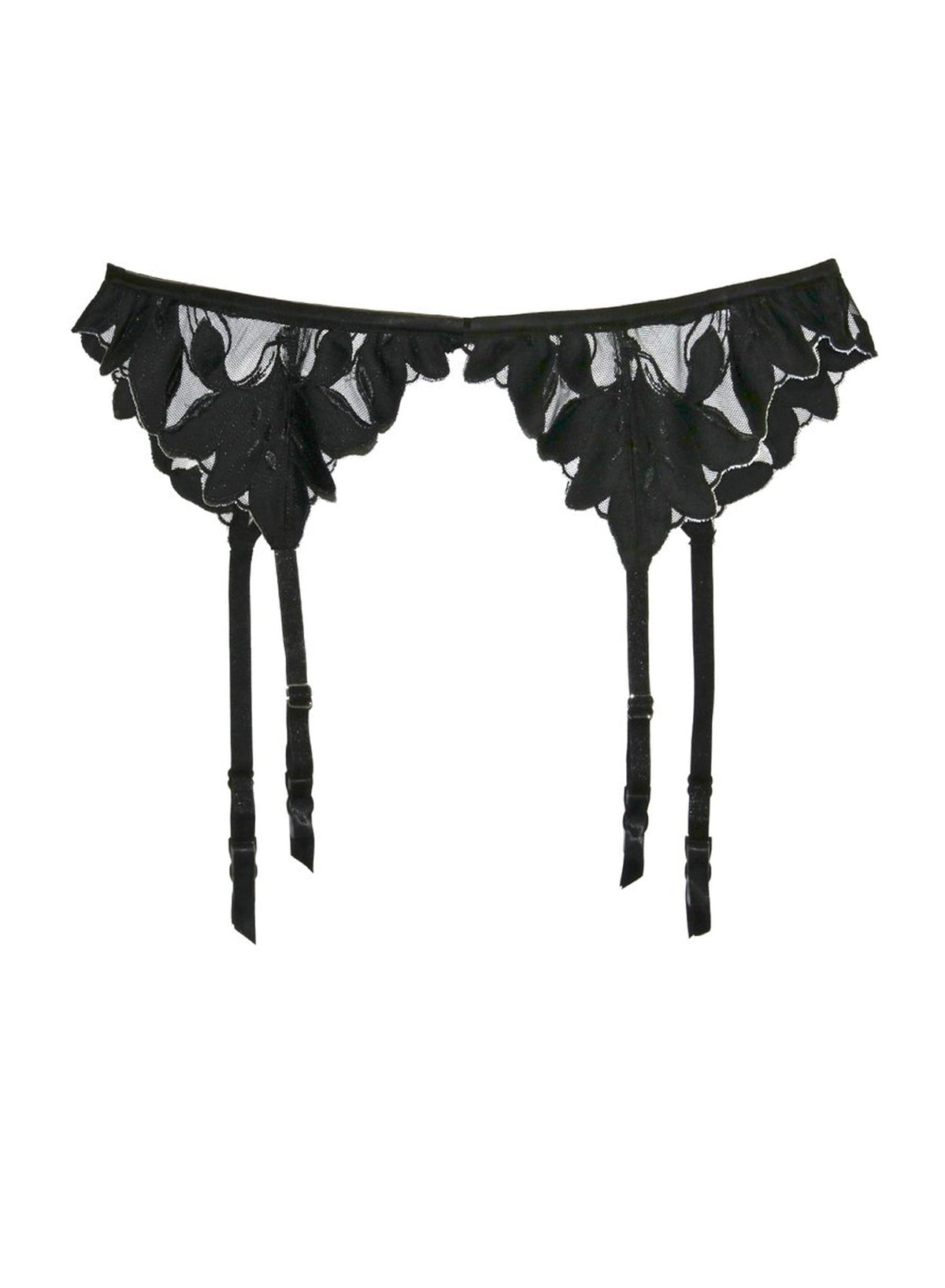 Black Lily Embroidery Garter Belt | Fleur du Mal