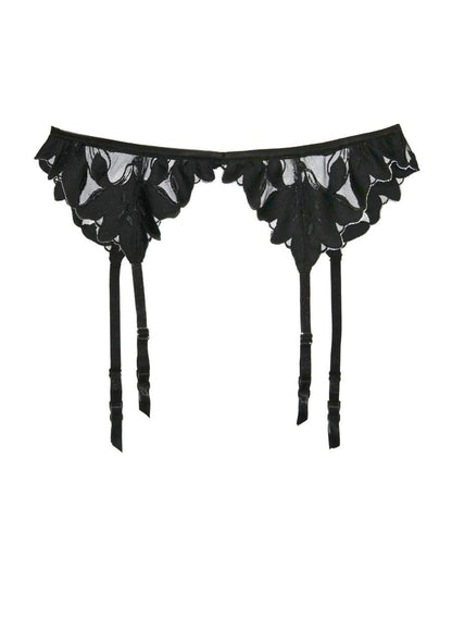 Black Lily Embroidery Garter Belt | Fleur du Mal