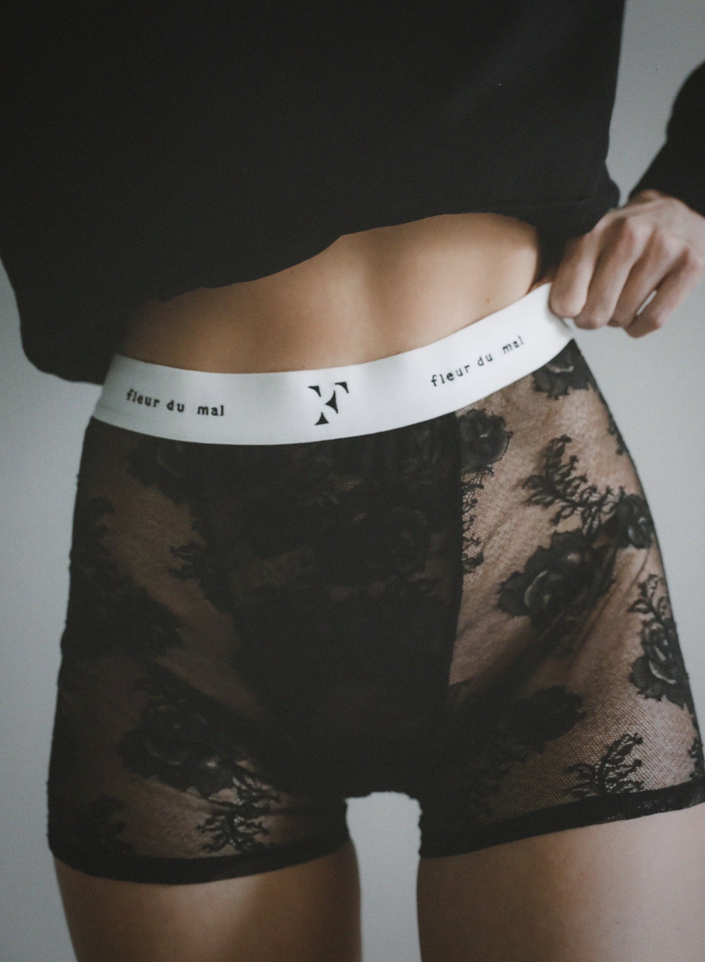 Black Bouquet Lace Boxer Brief | Fleur du Mal