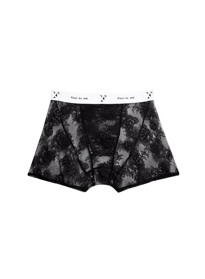 Black Bouquet Lace Boxer Brief | Fleur du Mal