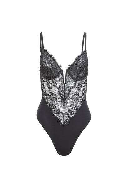 Black Bianca Lace Bodysuit | Fleur du Mal