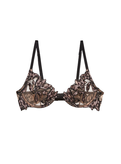 Leopard Lily Embroidery Plunge Demi Bra | Fleur du Mal
