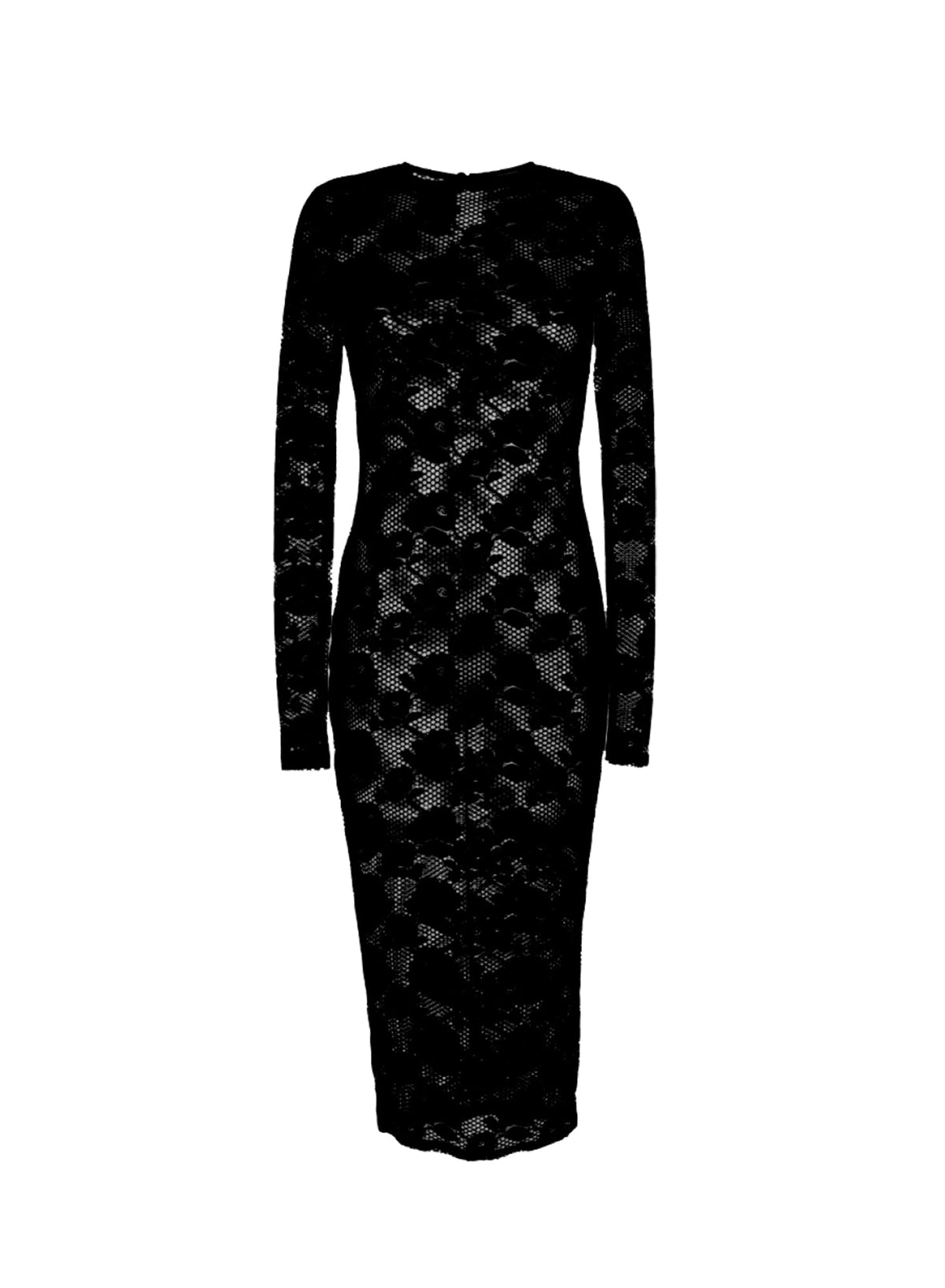 Black Le Stretch Lace Long Sleeve Dress | Fleur du Mal
