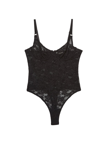 Black Le Stretch Lace Bodysuit | Fleur du Mal