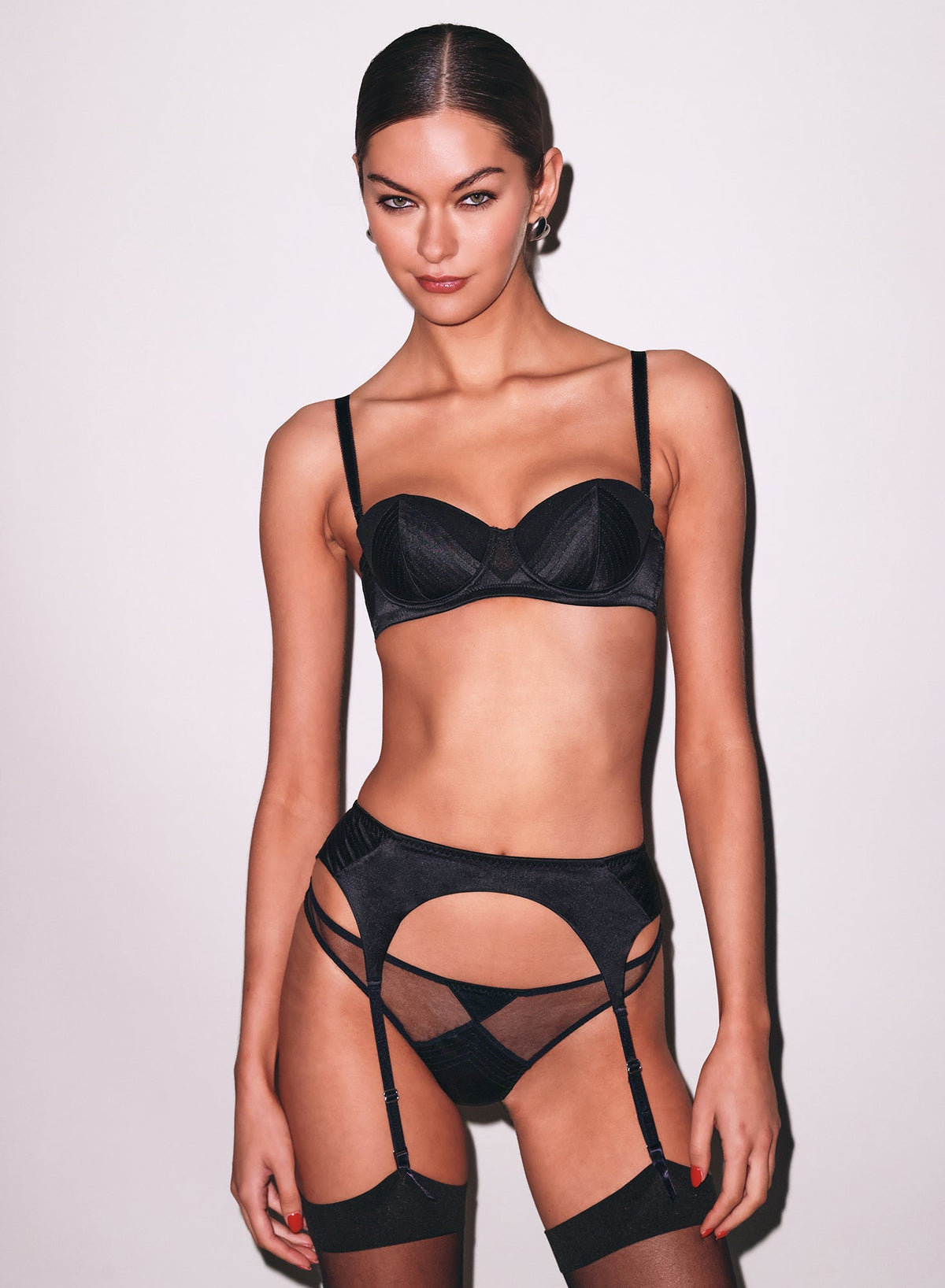 Black Top Stitch Thong | Fleur du Mal