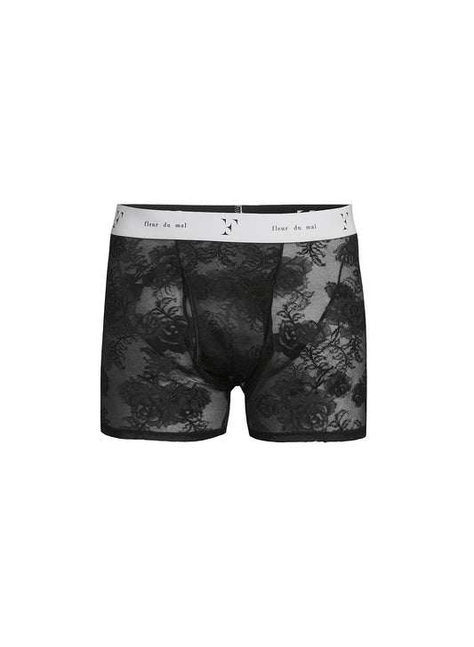 Black Men's Bouquet Lace Boxer Brief | Fleur du Mal