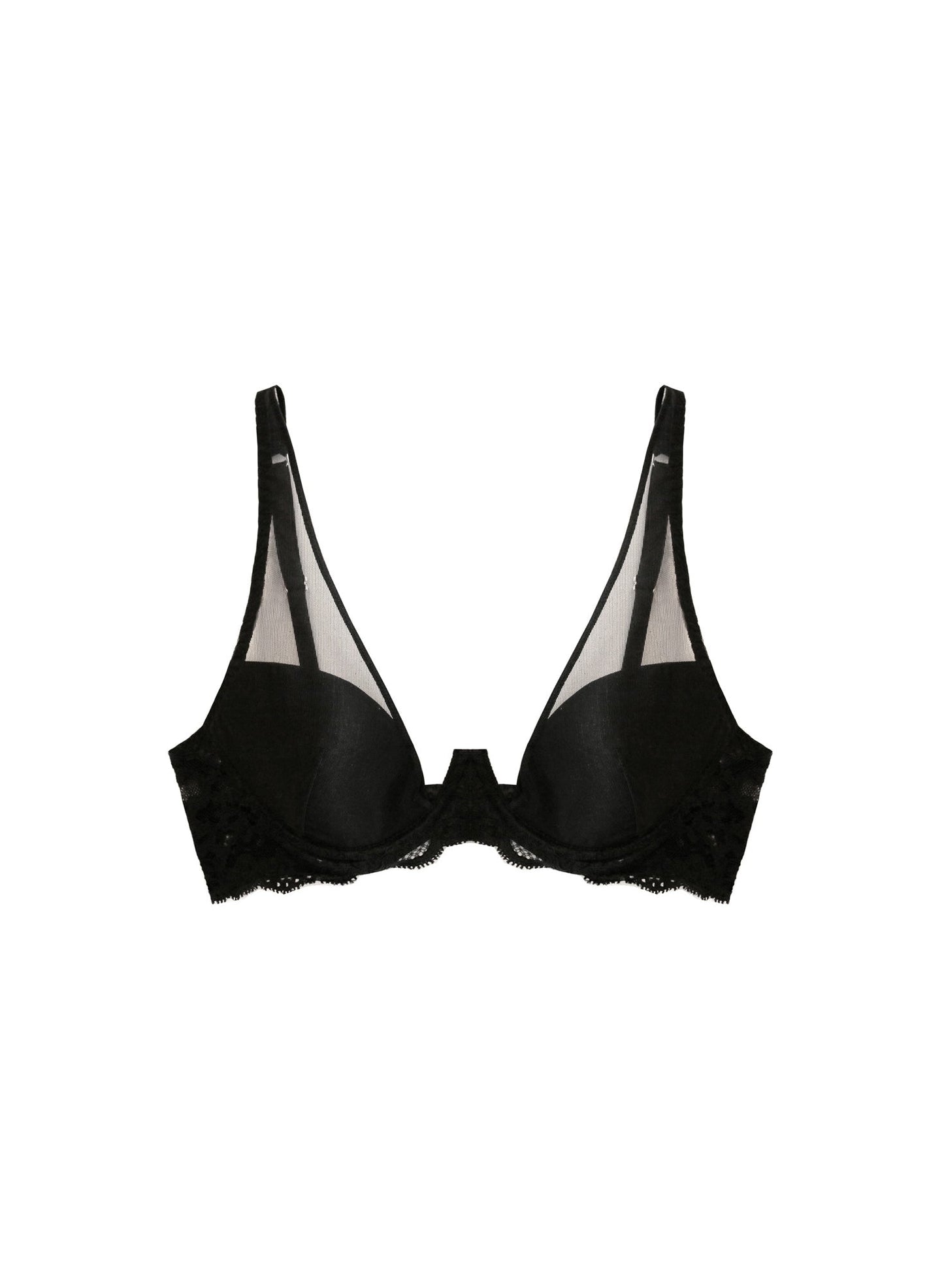 Black Charlotte Sheer Overlay Demi Bra | Fleur du Mal