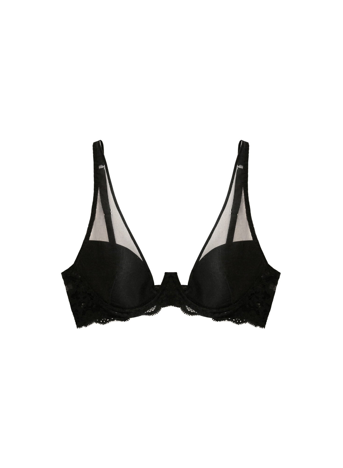 Black Charlotte Sheer Overlay Demi Bra | Fleur du Mal