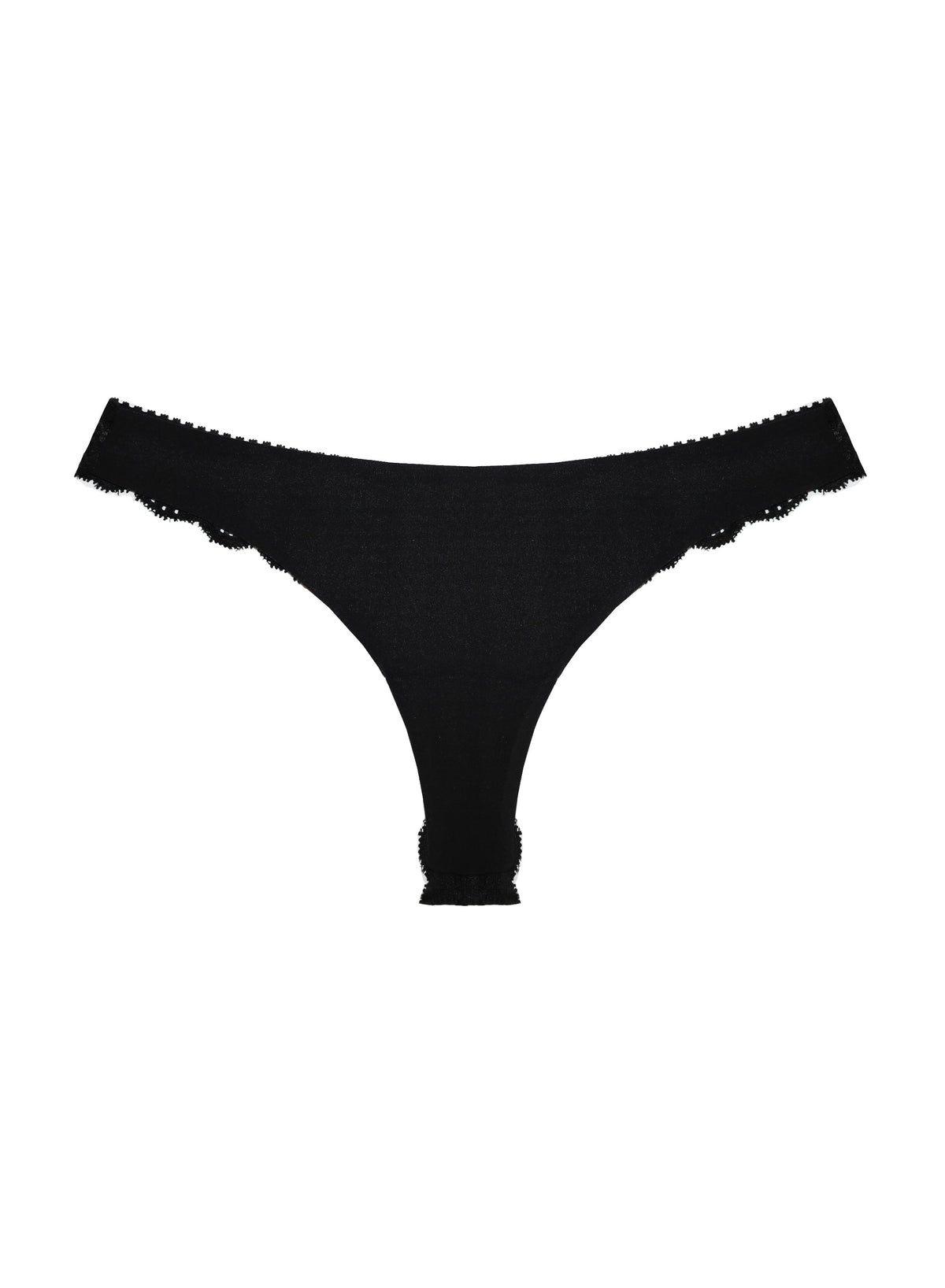 Black Charlotte Lace Seamless Thong | Fleur du Mal