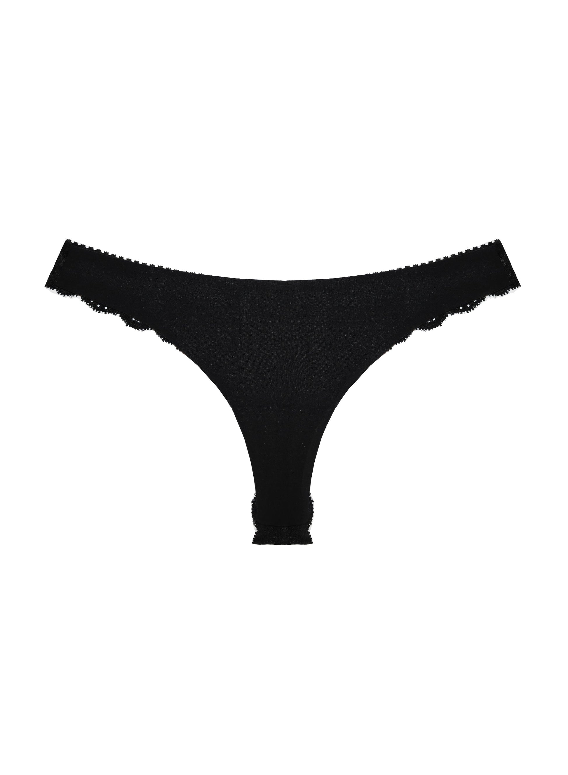 Black Charlotte Lace Seamless Thong | Fleur du Mal