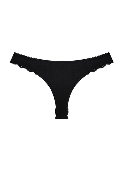 Black Charlotte Lace Seamless Thong | Fleur du Mal