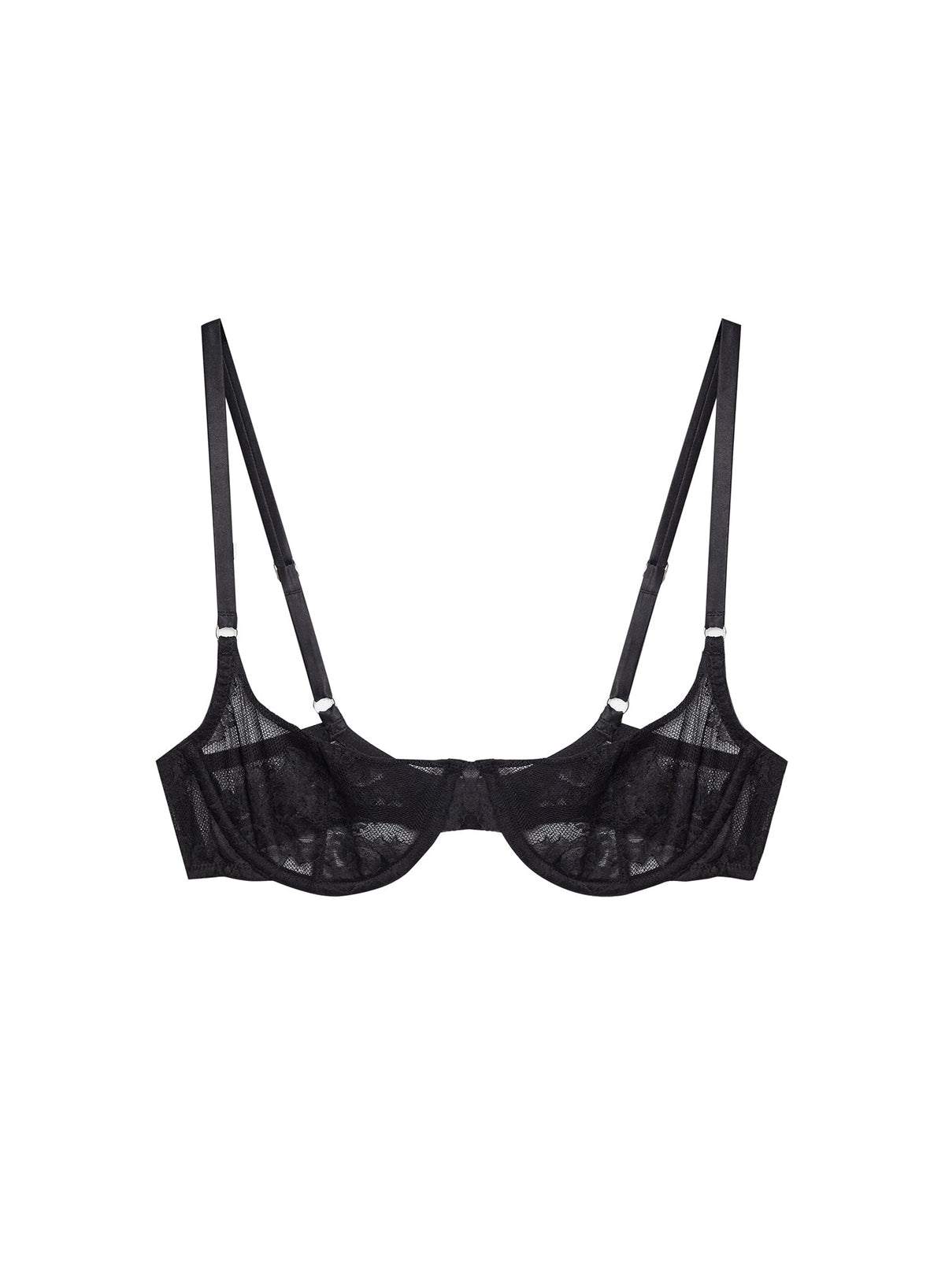 Black Bouquet Lace Scooped Balconette Bra | Fleur du Mal