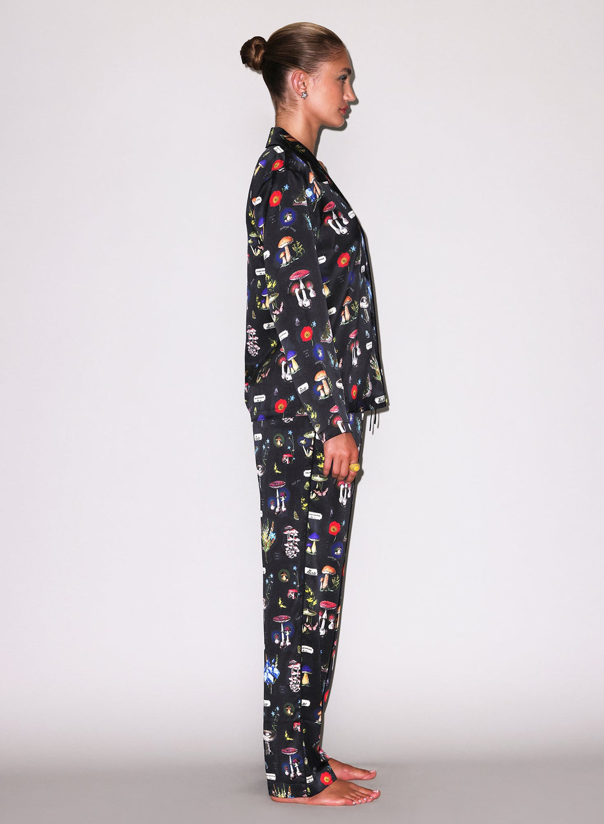 Black Magical Mushroom Print PJ Top | Fleur du Mal