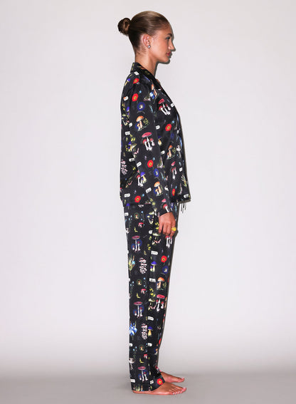 Black Magical Mushroom Print PJ Top | Fleur du Mal