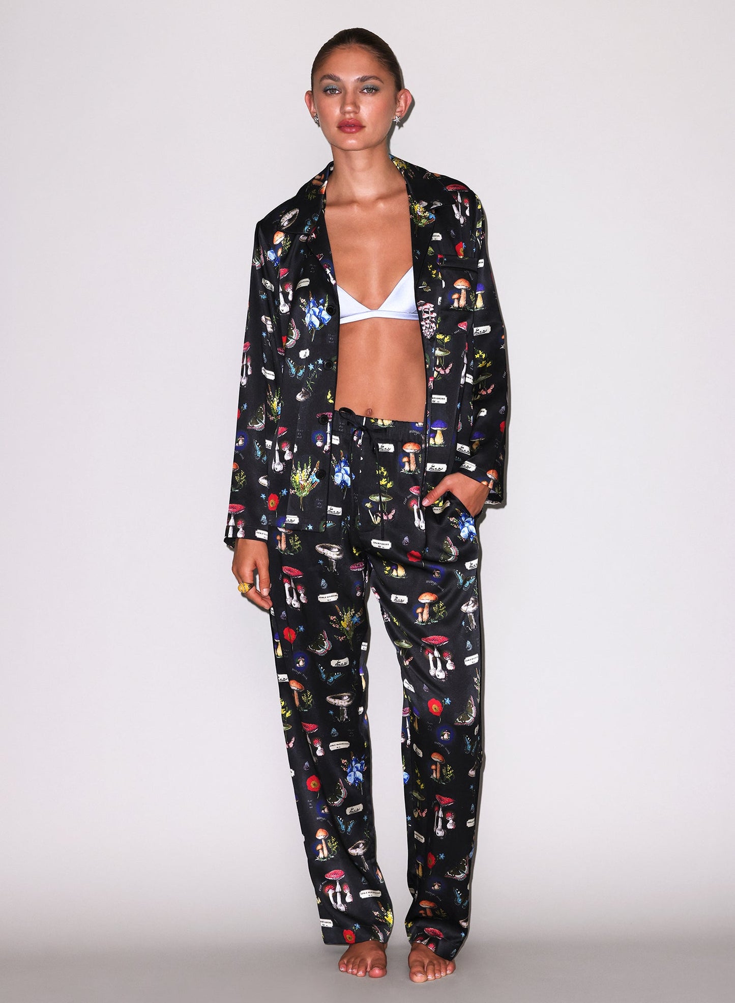 Black Magical Mushroom Print PJ Top | Fleur du Mal