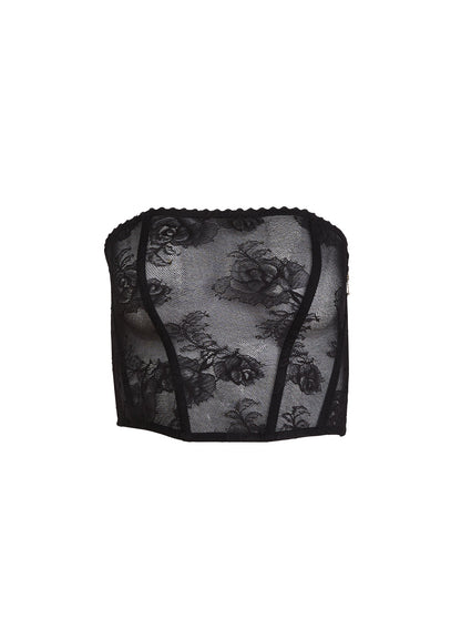 Black Bouquet Lace Corset Top | Fleur du Mal