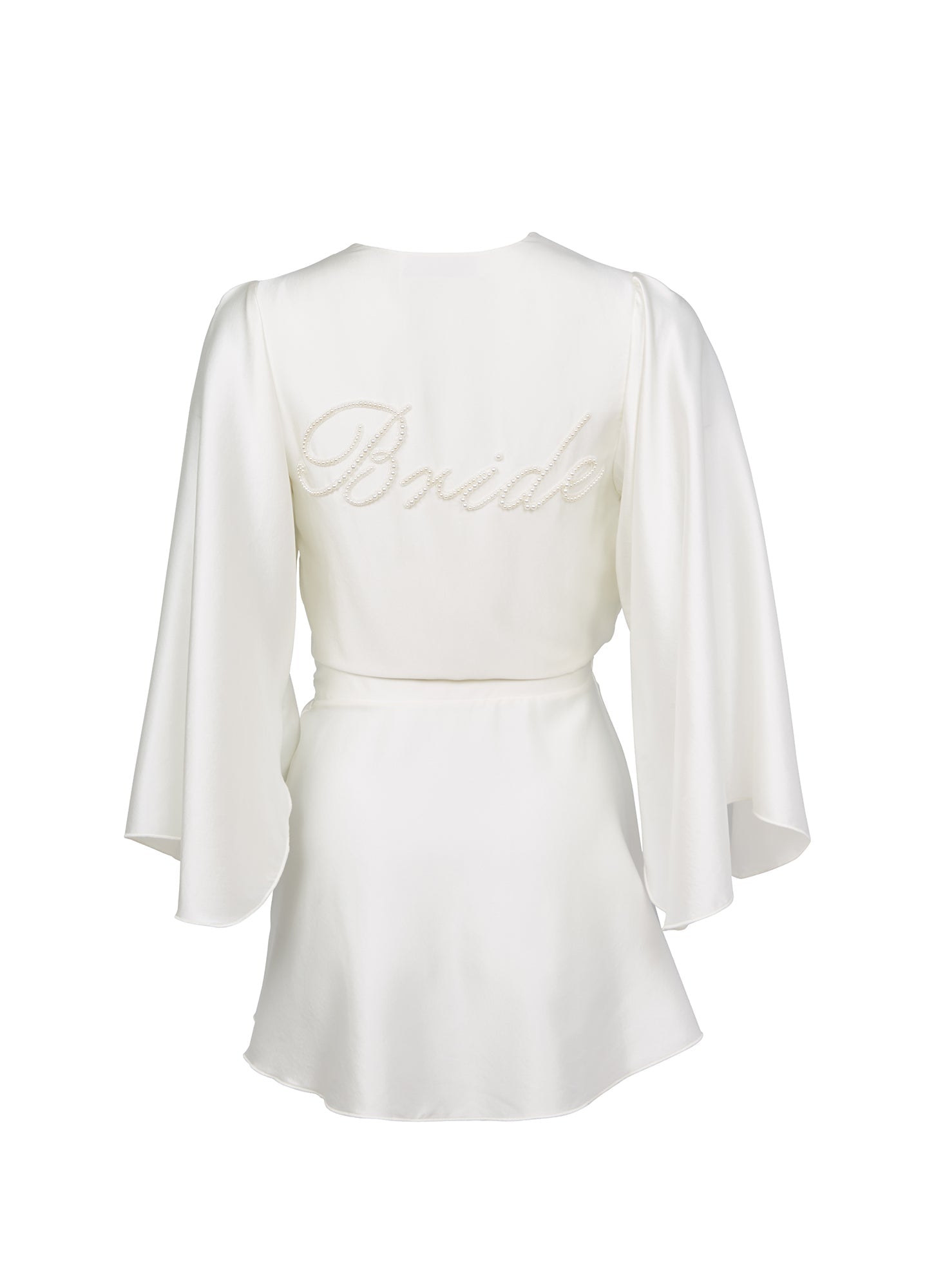Ivory Bride Embroidered Angel Sleeve Robe | Fleur du Mal