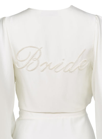 Ivory Bride Embroidered Angel Sleeve Robe | Fleur du Mal