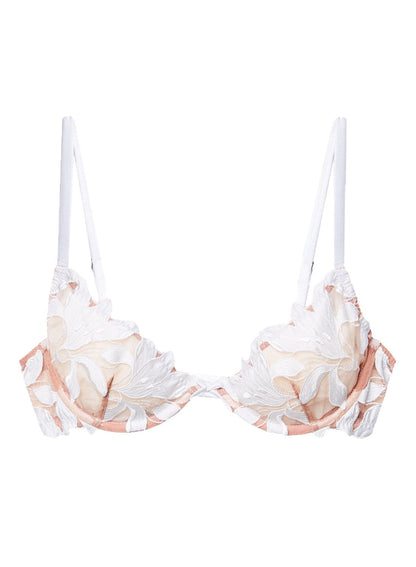 Ivory Lily Embroidery Plunge Demi Bra | Fleur du Mal