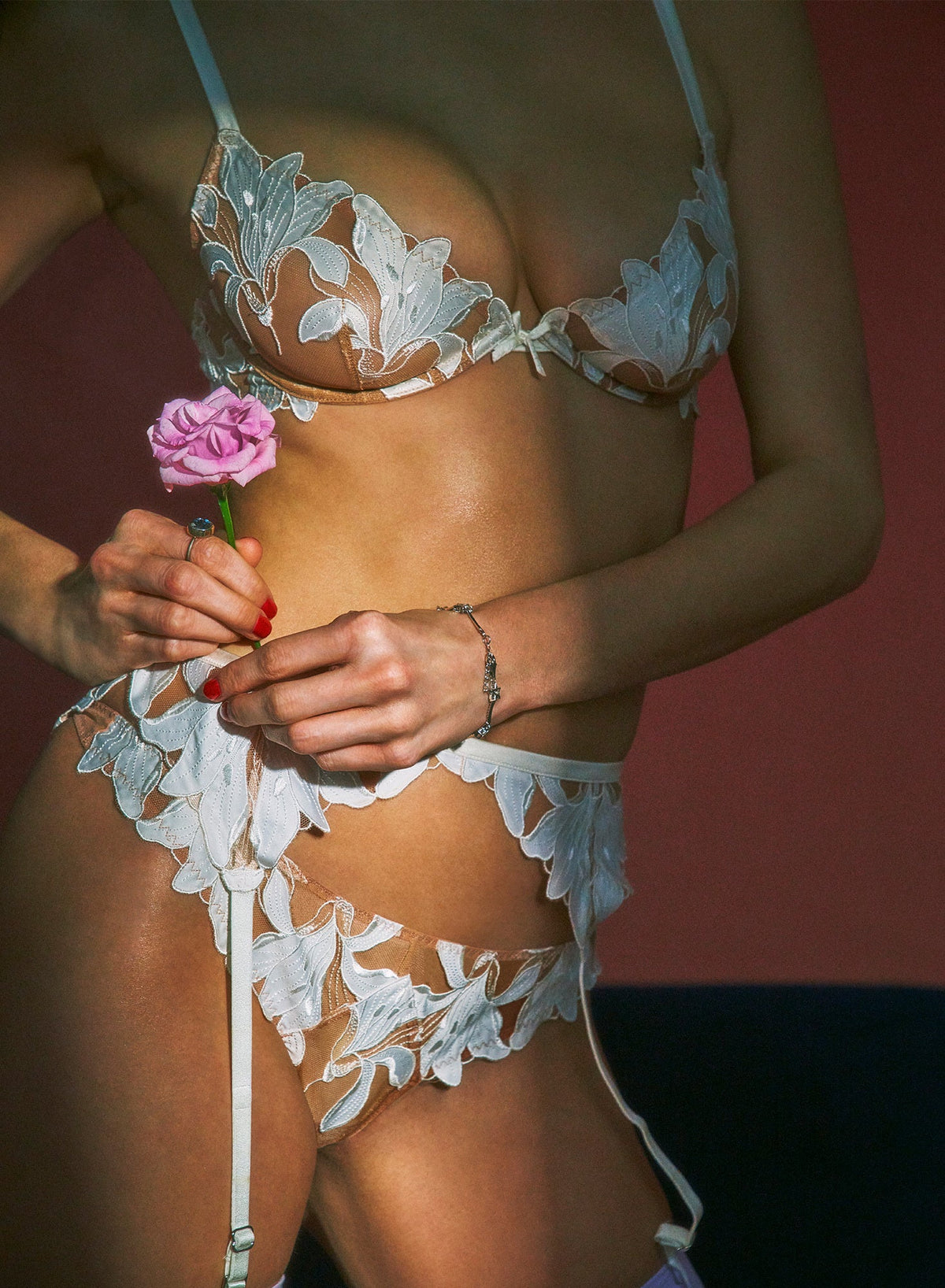 Ivory Lily Embroidery Hipster Thong | Fleur du Mal