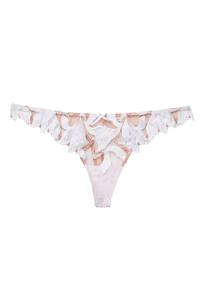 Ivory Lily Embroidery Hipster Thong | Fleur du Mal