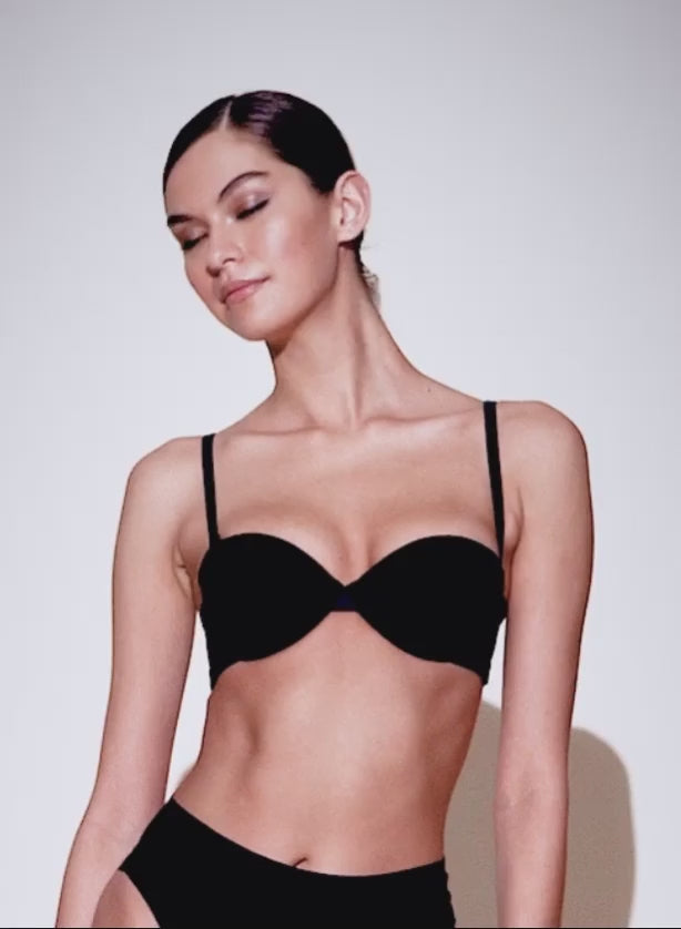 Black Le Stretch Micro Multi-Way Bra | Fleur du Mal