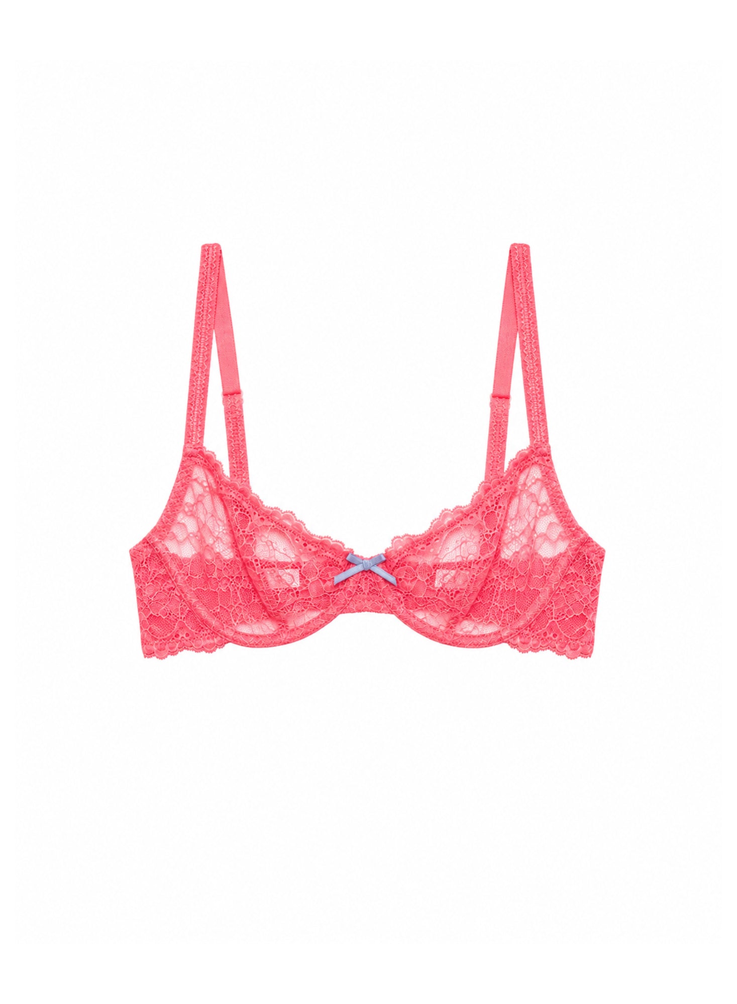 Neon Coral Bianca Lace Bra | Fleur du Mal