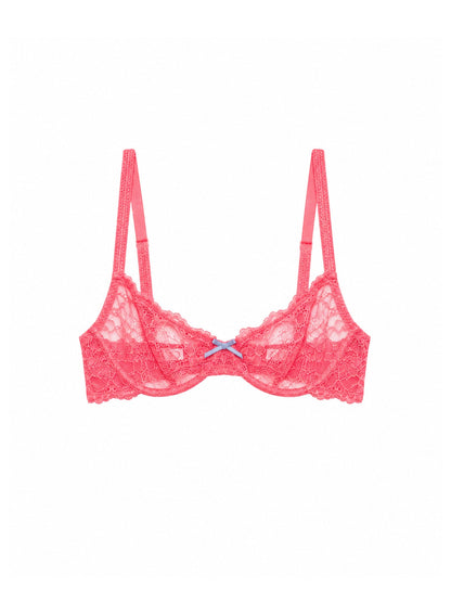 Neon Coral Bianca Lace Bra | Fleur du Mal