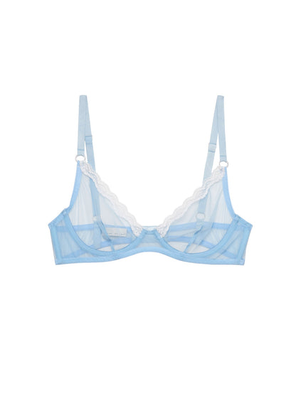 Light Blue Sheer Tulle Demi Bra | Fleur du Mal