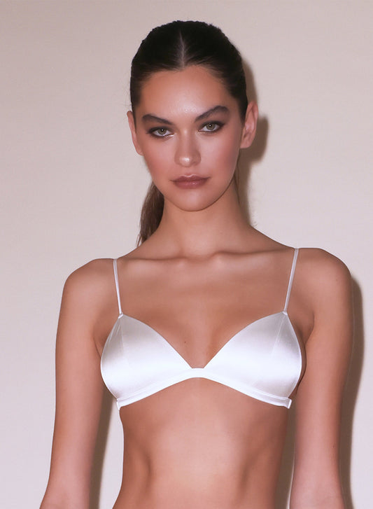 Ivory Molded Luxe Triangle Bra | Fleur du Mal