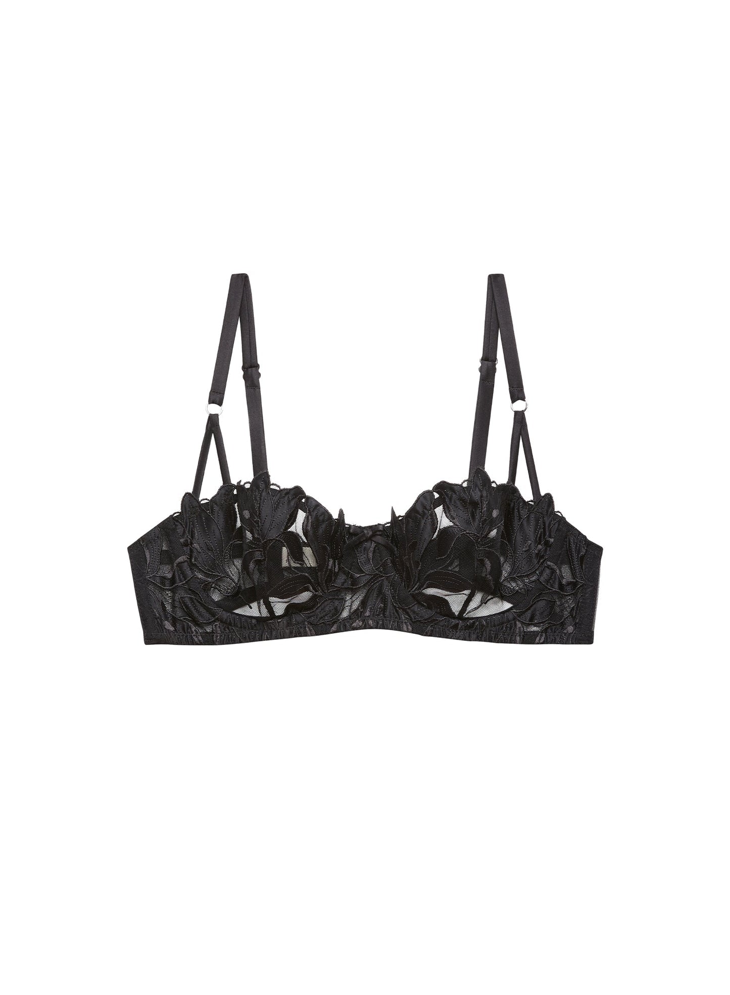 Black Lily Embroidery Balconette Bra | Fleur du Mal