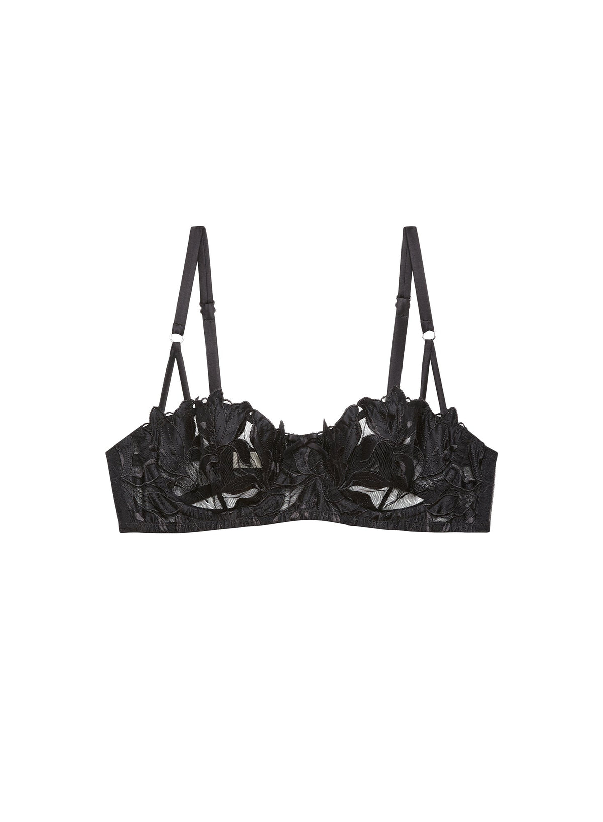 Black Lily Embroidery Balconette Bra | Fleur du Mal