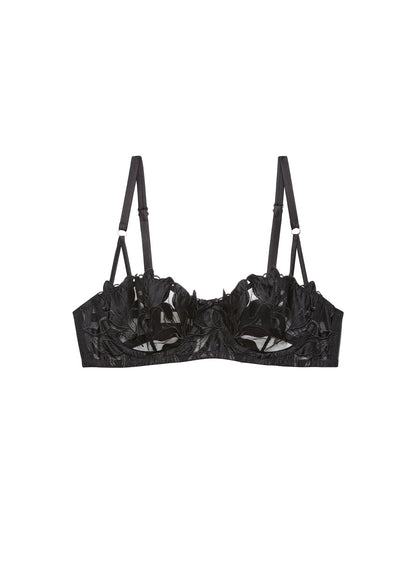 Black Lily Embroidery Balconette Bra | Fleur du Mal