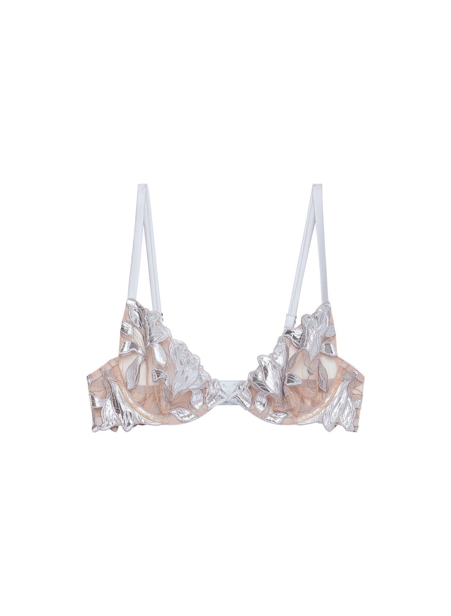 Platinum Lily Embroidery Plunge Demi Bra | Fleur du Mal